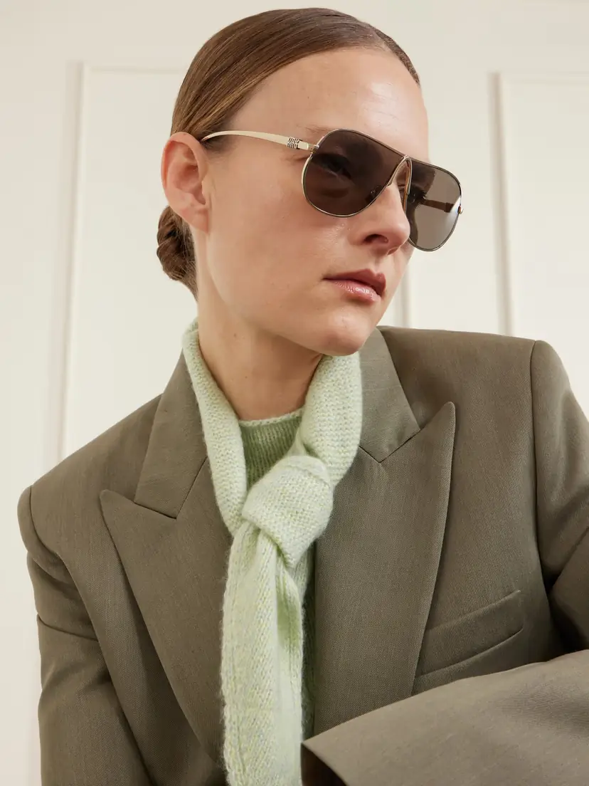 Miu Miu Eyewear Aviator-style Gold-tone Sunglasses | Thumbnail 2