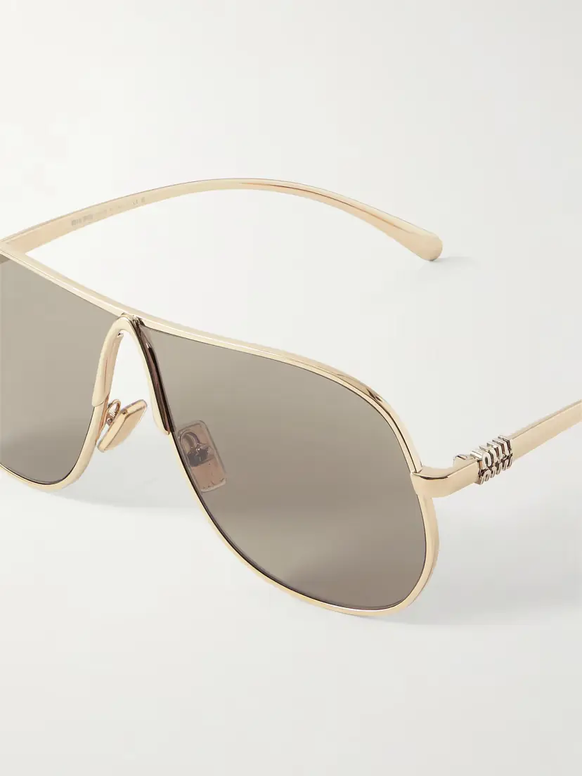 Miu Miu Eyewear Aviator-style Gold-tone Sunglasses | Thumbnail 4