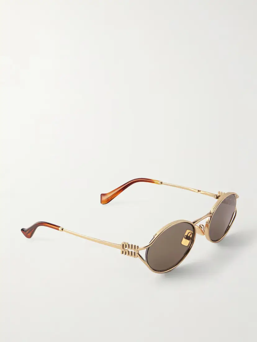 Miu Miu Eyewear Oval-frame Gold-tone Sunglasses | Thumbnail 3 Miu Miu Eyewear Oval-frame Gold-tone Sunglasses | Thumbnail 3