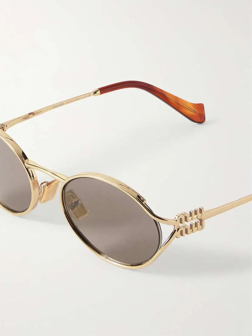 Miu Miu Eyewear Oval-frame Gold-tone Sunglasses | Thumbnail 4 Miu Miu Eyewear Oval-frame Gold-tone Sunglasses | Thumbnail 4