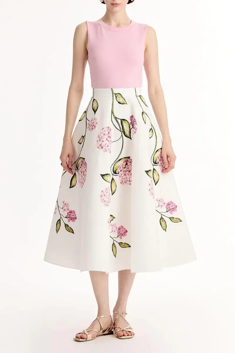Oscar de la Renta Porcelain Flowers Skirt | Thumbnail 2 Oscar de la Renta Porcelain Flowers Skirt | Thumbnail 2
