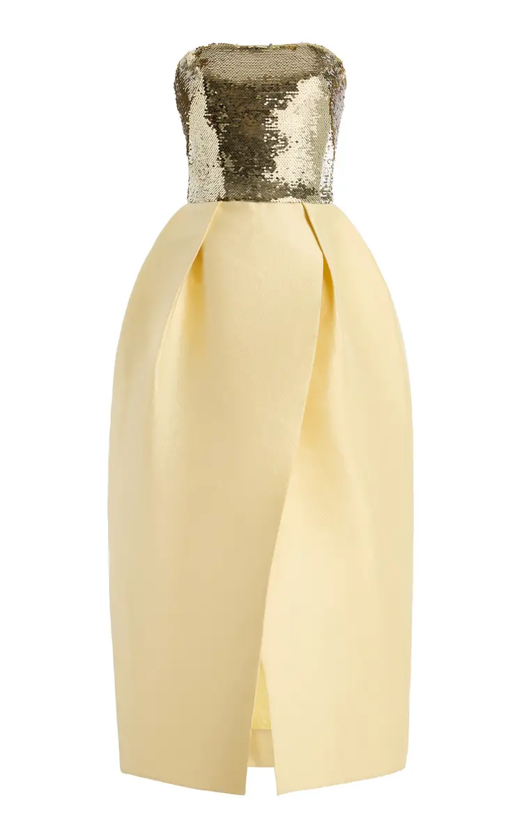 MONIQUE LHUILLIER Sequin-Bodice Cotton-Blend Mikado Midi Dress | Thumbnail 2 MONIQUE LHUILLIER Sequin-Bodice Cotton-Blend Mikado Midi Dress | Thumbnail 2