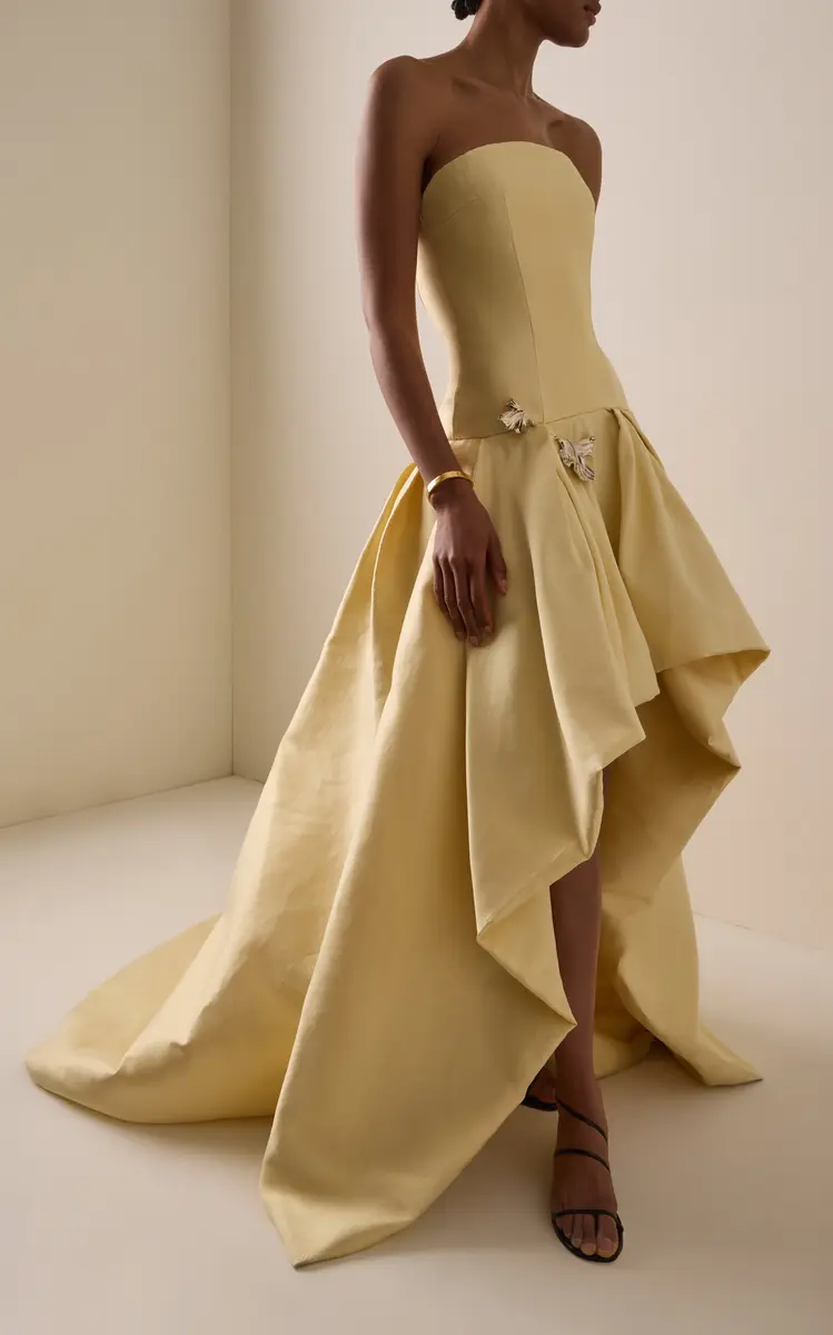 MONIQUE LHUILLIER Strapless High-Low Cotton-Blend Mikado Ball Gown | Thumbnail 2 MONIQUE LHUILLIER Strapless High-Low Cotton-Blend Mikado Ball Gown | Thumbnail 2
