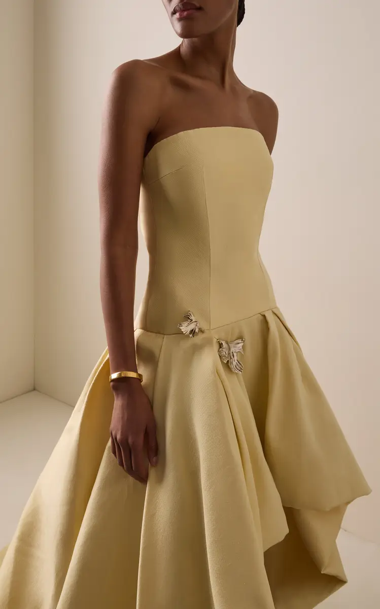 MONIQUE LHUILLIER Strapless High-Low Cotton-Blend Mikado Ball Gown | Thumbnail 3 MONIQUE LHUILLIER Strapless High-Low Cotton-Blend Mikado Ball Gown | Thumbnail 3
