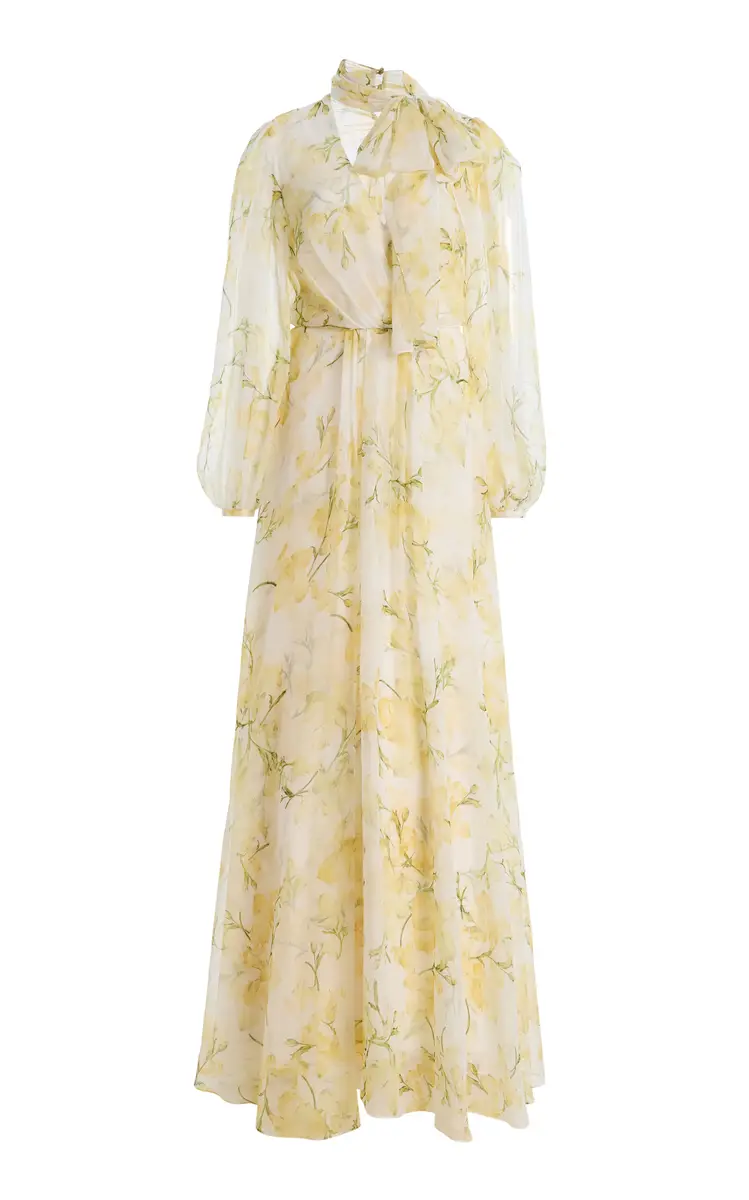 Monique Lhuillier V-neck Long Sleeve Gown | Image 1 Monique Lhuillier V-neck Long Sleeve Gown | Image 1