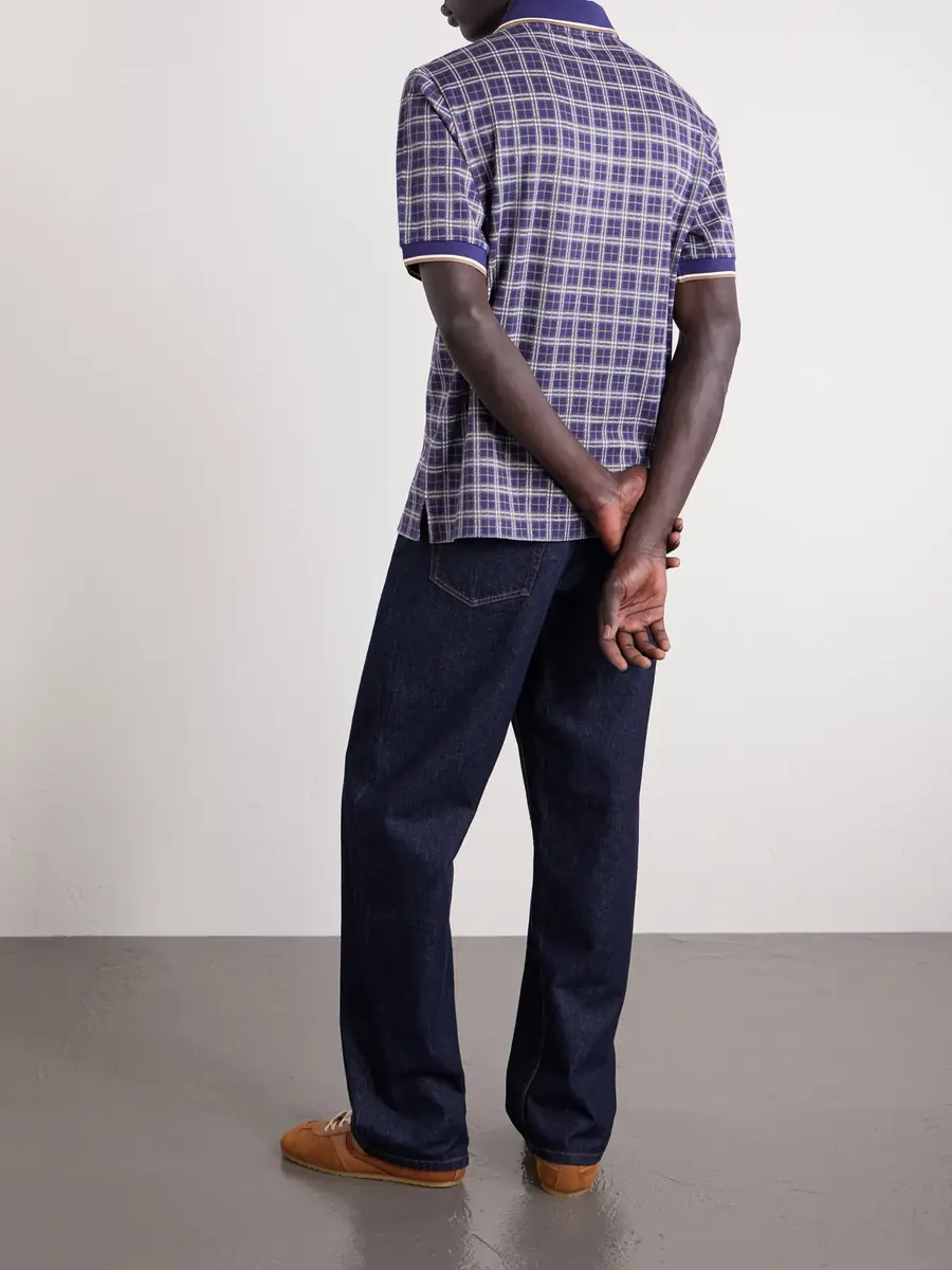 Burberry Logo-Embroidered Checked Jacquard Polo Shirt - Men | Thumbnail 3 Burberry Logo-Embroidered Checked Jacquard Polo Shirt - Men | Thumbnail 3