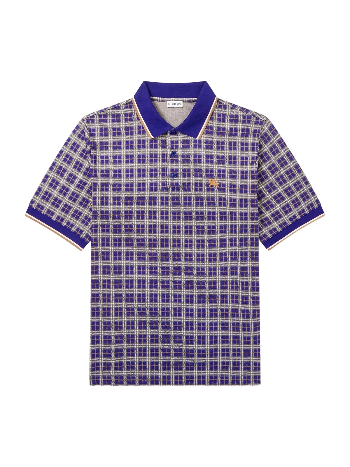 Logo-Embroidered Checked Jacquard Polo Shirt - Men Logo-Embroidered Checked Jacquard Polo Shirt - Men