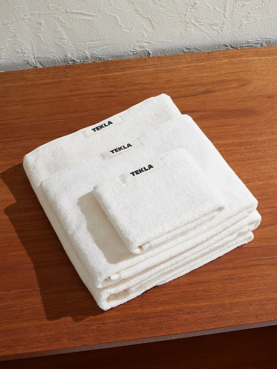 Tekla Set of Three Logo-Appliquéd Organic Cotton-Terry Towels - Men | Image 1 Tekla Set of Three Logo-Appliquéd Organic Cotton-Terry Towels - Men | Image 1