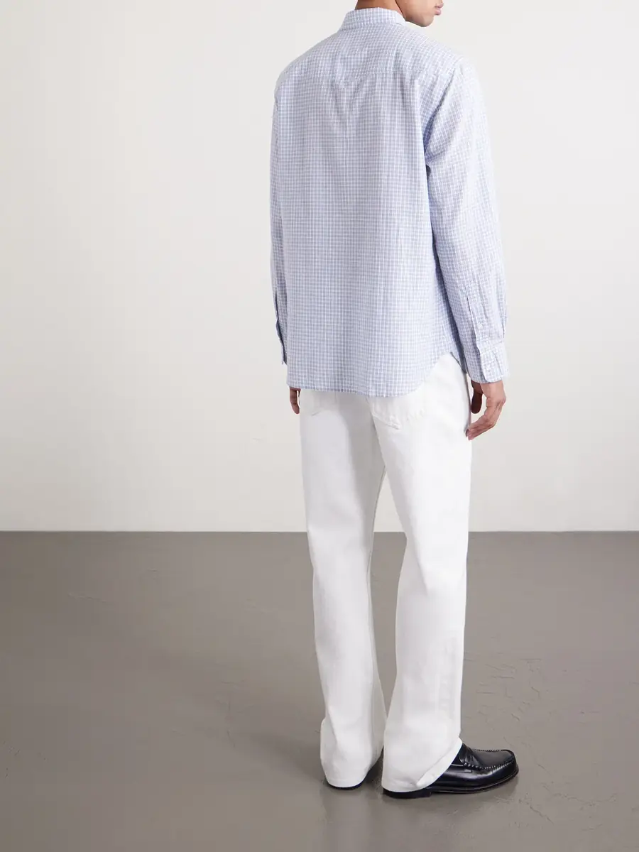 OFFICINE GÉNÉRALE Giacomo Checked Cotton, Lyocell and Linen-Blend Shirt - Men | Thumbnail 4 OFFICINE GÉNÉRALE Giacomo Checked Cotton, Lyocell and Linen-Blend Shirt - Men | Thumbnail 4