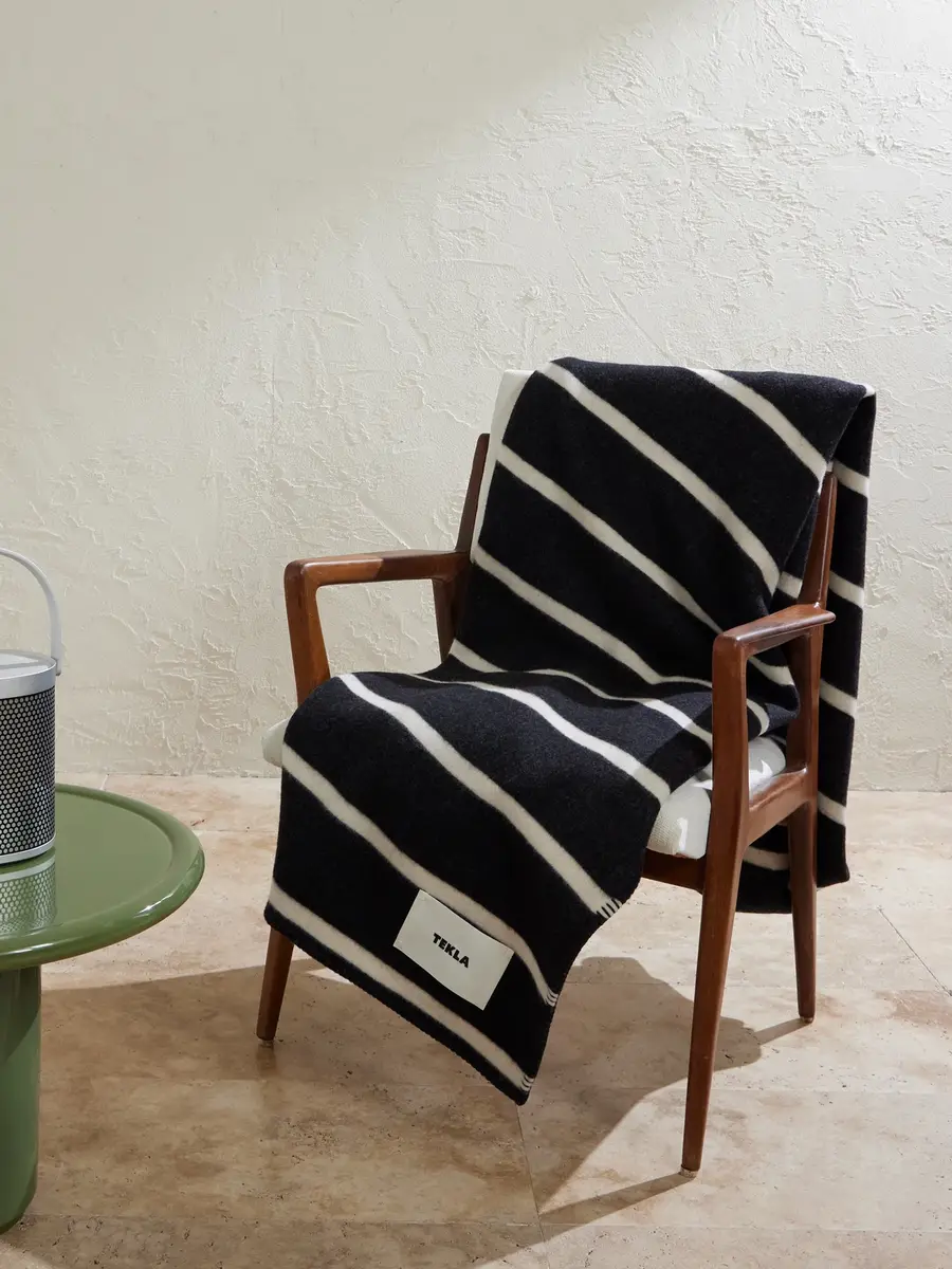 Tekla Logo-Appliquéd Striped Wool Blanket - Men | Thumbnail 2 Tekla Logo-Appliquéd Striped Wool Blanket - Men | Thumbnail 2