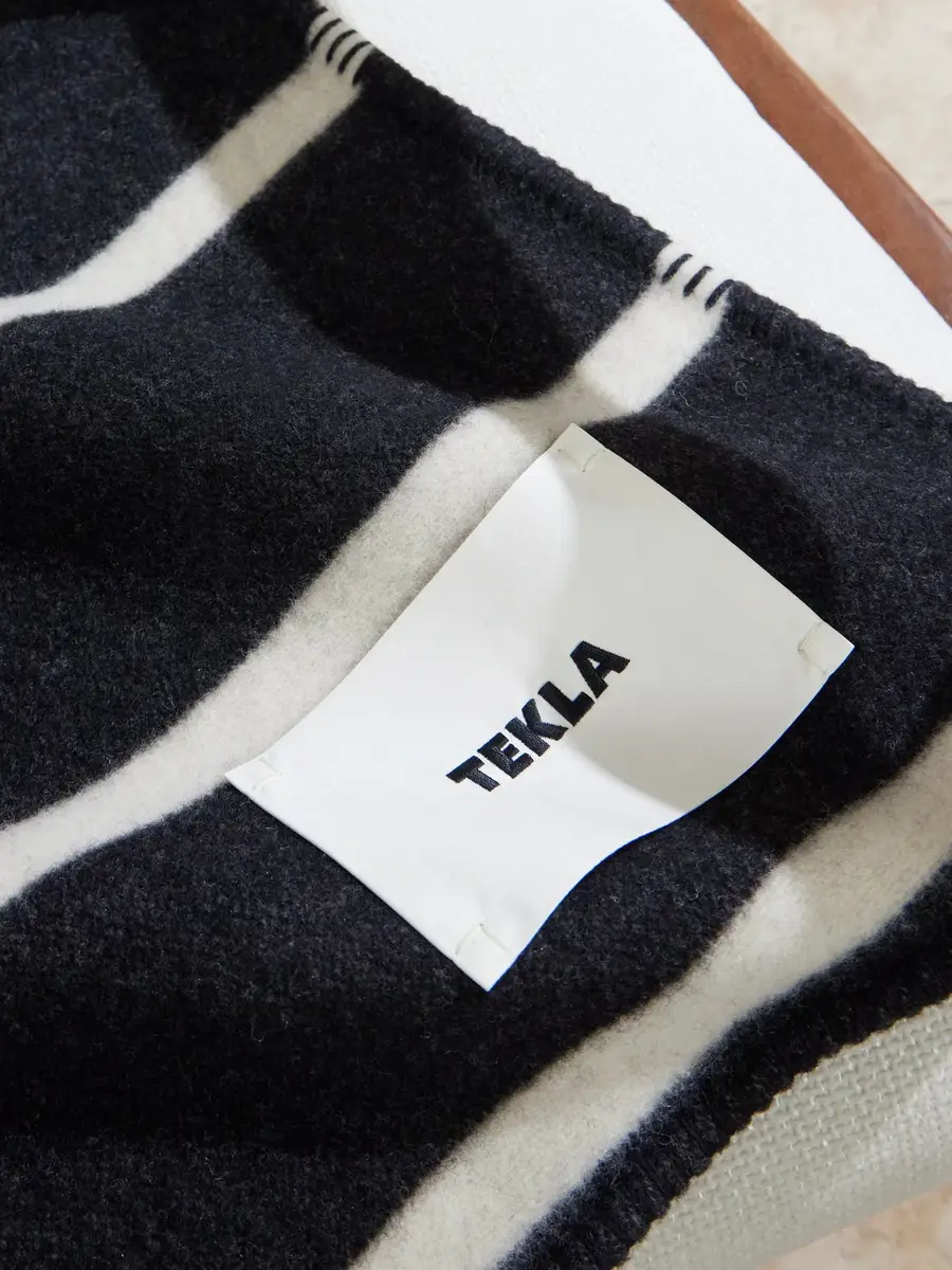 Tekla Logo-Appliquéd Striped Wool Blanket - Men | Thumbnail 3 Tekla Logo-Appliquéd Striped Wool Blanket - Men | Thumbnail 3