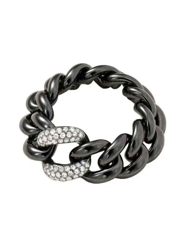 18-karat Blackened Gold, Ceramic And Diamond Ring 18-karat Blackened Gold, Ceramic And Diamond Ring