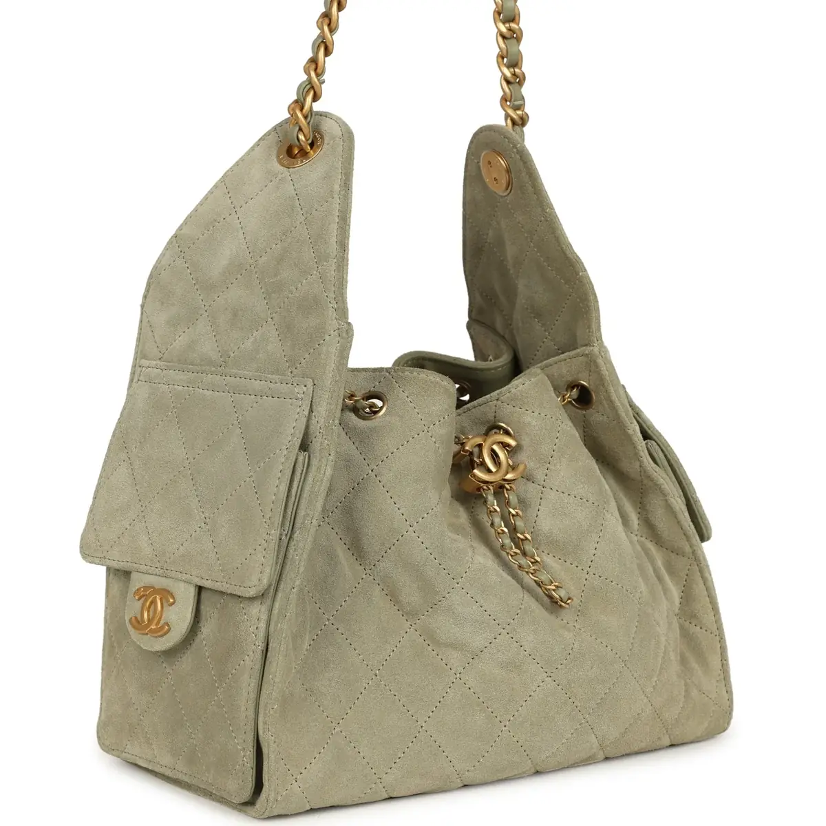 Chanel Pre-owned Chanel Small 25 Hobo Bag Olive Green Suede Antique Gold Hardware | Thumbnail 2 Chanel Pre-owned Chanel Small 25 Hobo Bag Olive Green Suede Antique Gold Hardware | Thumbnail 2