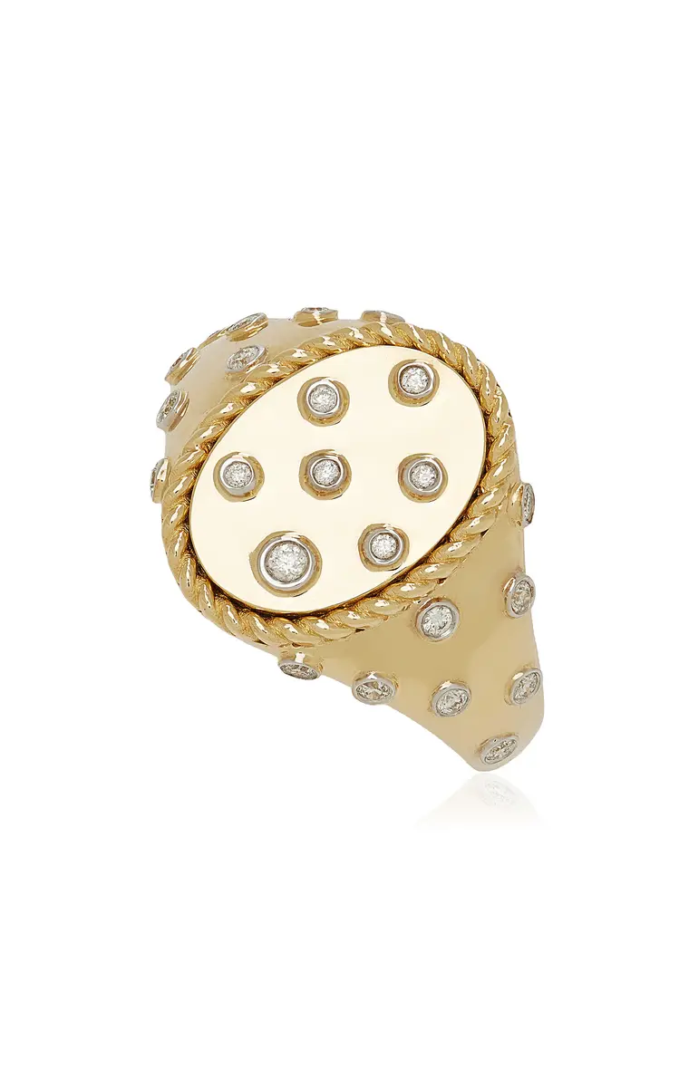 Yvonne Léon Yellow Gold Diamond Signet Ring | Thumbnail 3