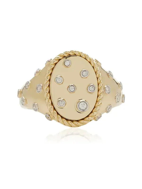 Yvonne Léon Yellow Gold Diamond Signet Ring