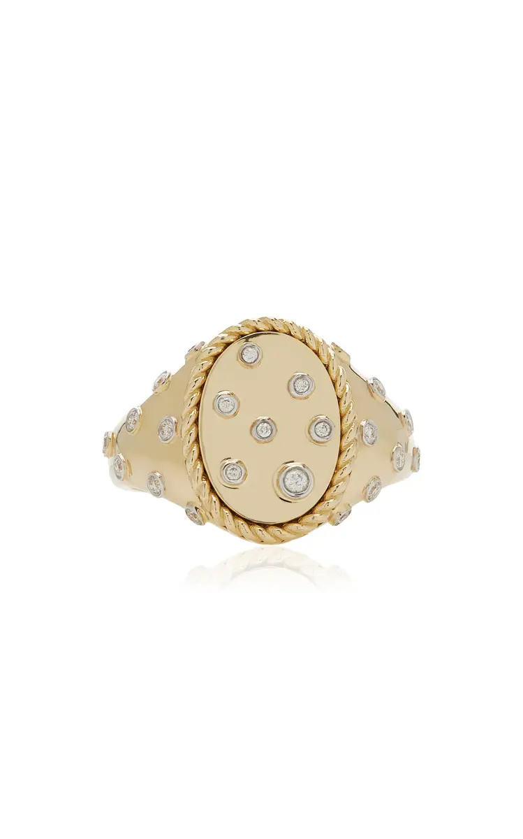 Yvonne Léon Oval Dotted Diamond Signet Ring | Image 1 Yvonne Léon Oval Dotted Diamond Signet Ring | Image 1