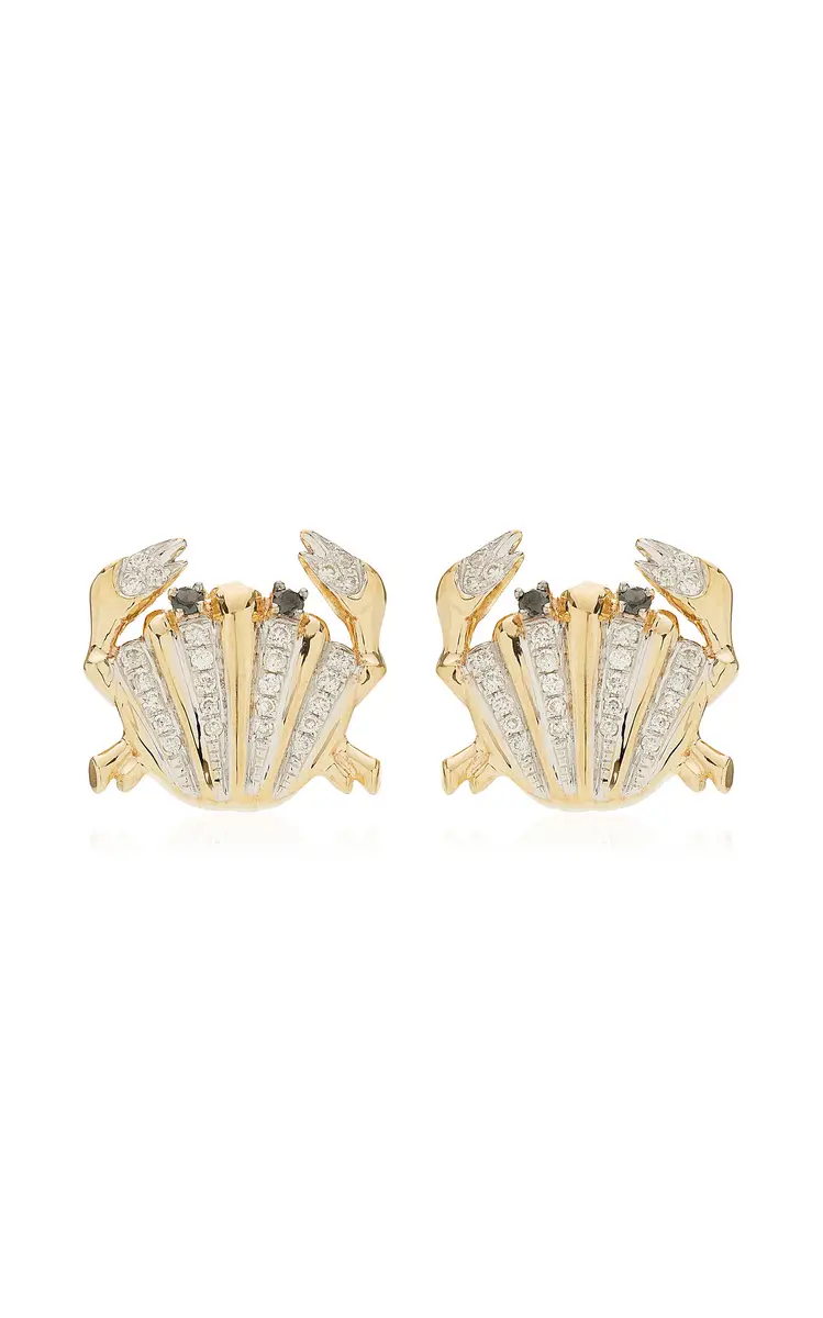 Yvonne Léon Mini Yellow Gold Diamond Shell Crab Earrings | Thumbnail 4 Yvonne Léon Mini Yellow Gold Diamond Shell Crab Earrings | Thumbnail 4