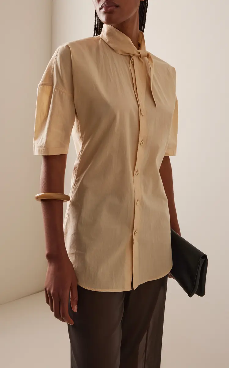 Lemaire Tie-Neck Cotton Muslin Shirt | Thumbnail 2 Lemaire Tie-Neck Cotton Muslin Shirt | Thumbnail 2