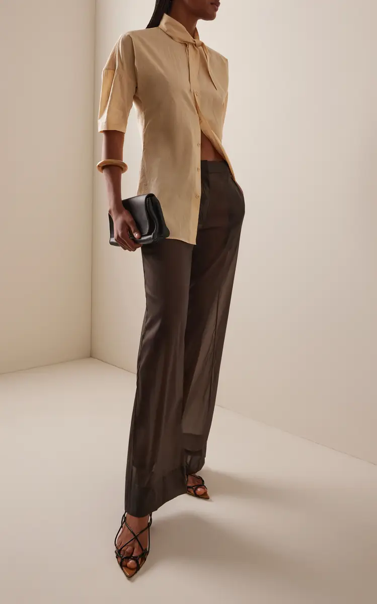 Lemaire Tie-Neck Cotton Muslin Shirt | Thumbnail 3 Lemaire Tie-Neck Cotton Muslin Shirt | Thumbnail 3