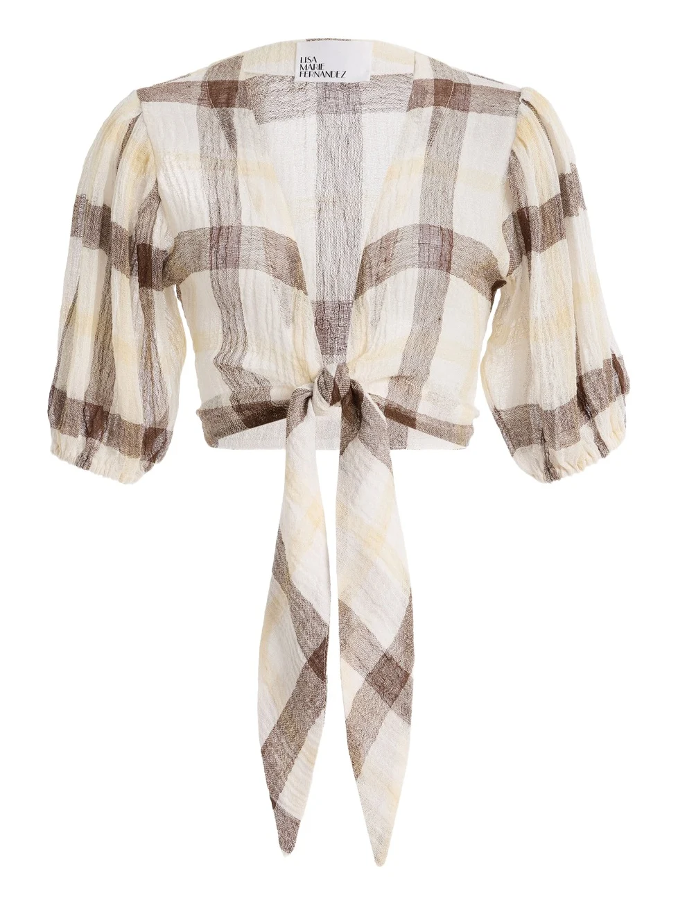Lisa Marie Fernandez Exclusive Pouf Linen-Blend Gauze Top