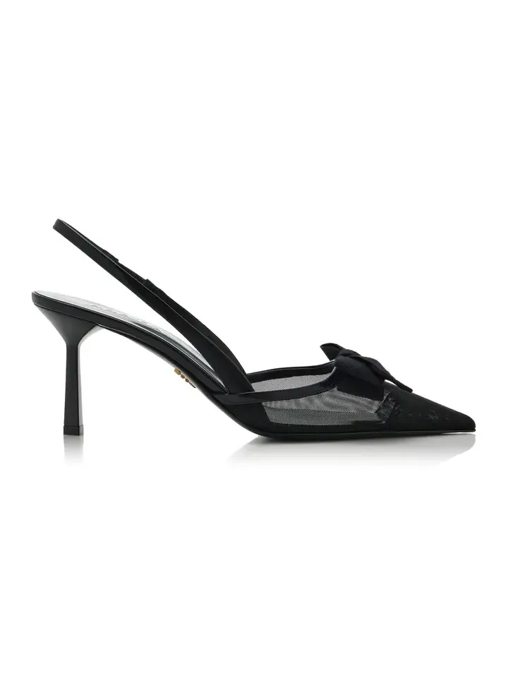 Bow-Detailed Mesh Slingback Pumps Bow-Detailed Mesh Slingback Pumps