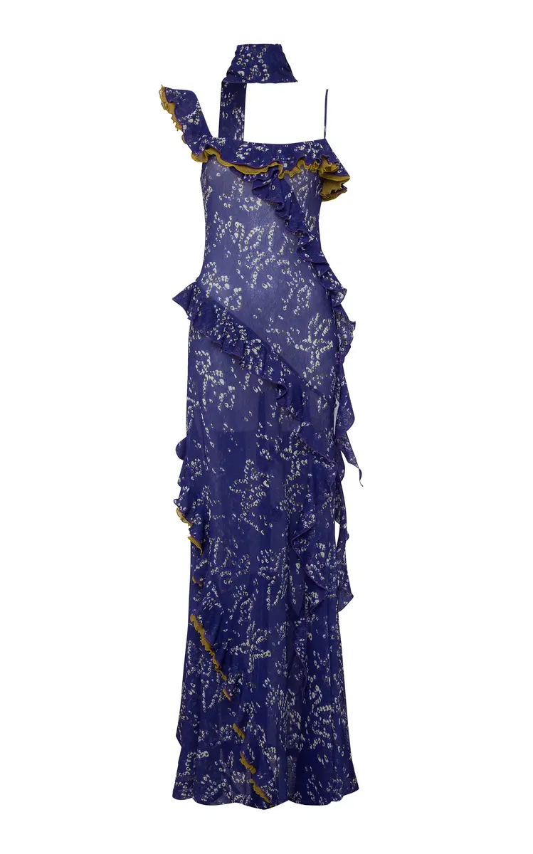 SIEDRÉS Monica Ruffled Chiffon Maxi Dress | Thumbnail 5