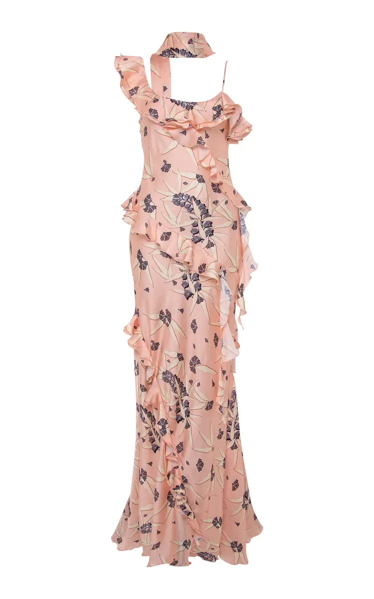 SIEDRÉS Monica Ruffled Satin Maxi Dress | Thumbnail 3