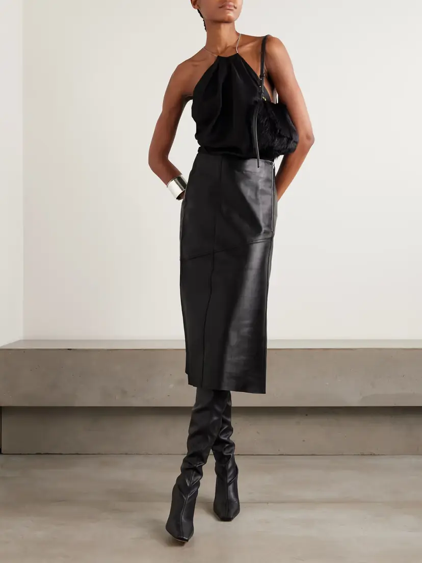 Victoria Beckham Paneled Leather Midi Skirt | Thumbnail 2