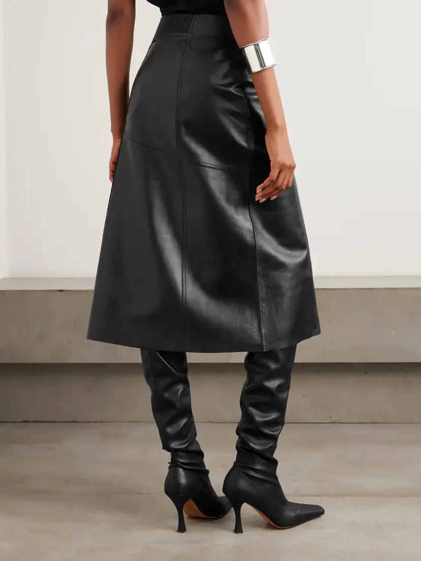 Victoria Beckham Paneled Leather Midi Skirt | Thumbnail 3
