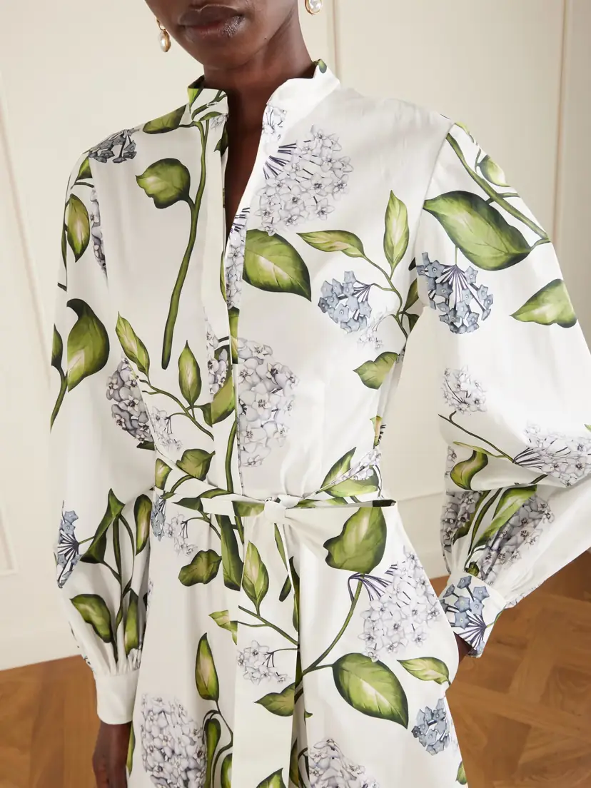 Oscar de la Renta Belted Floral-print Cotton-poplin Dress | Thumbnail 4 Oscar de la Renta Belted Floral-print Cotton-poplin Dress | Thumbnail 4