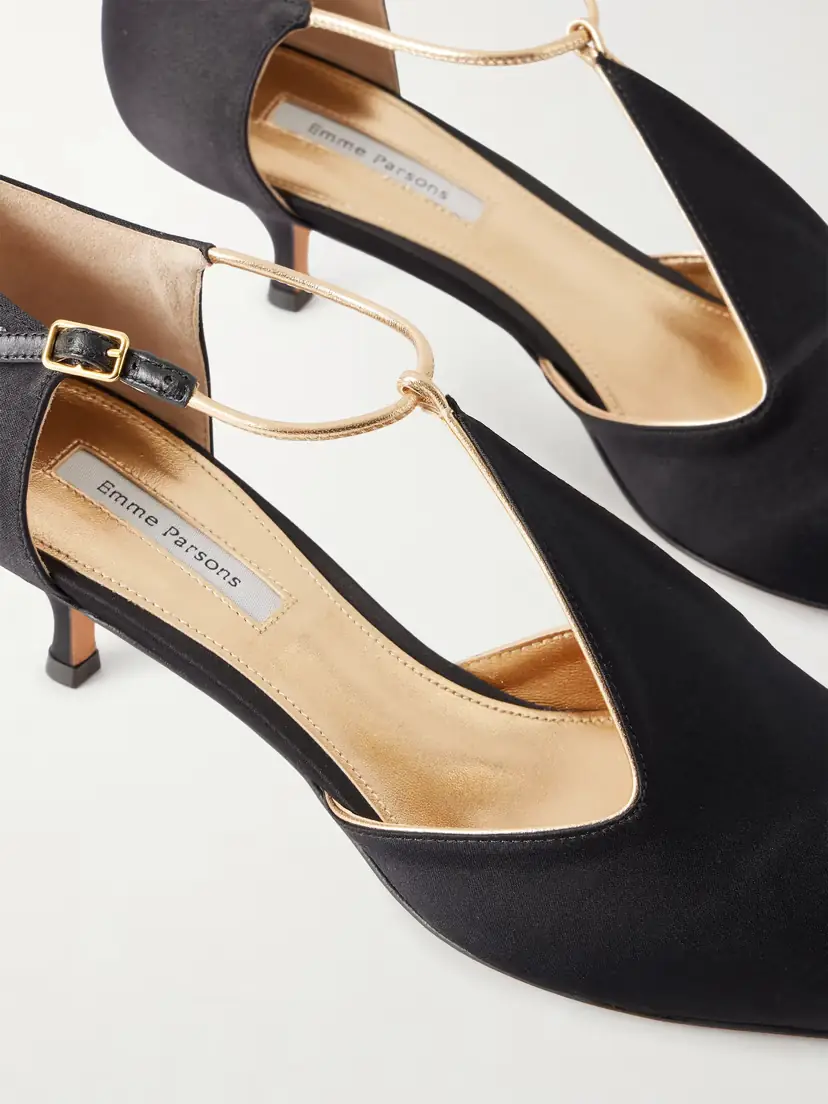 Emme Parsons Leandra Leather-trimmed Satin Pumps | Thumbnail 5