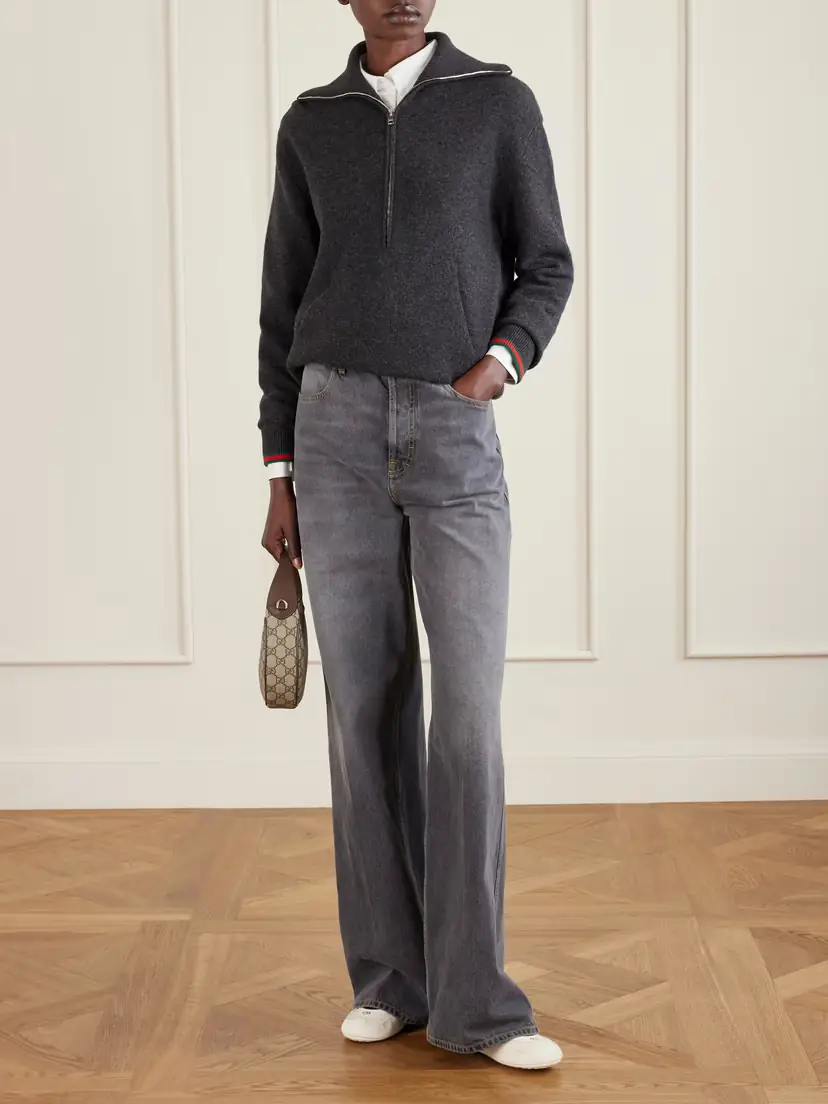 Gucci Shift Webbing-trimmed Canvas-jacquard And Suede Ballet Flats | Thumbnail 4 Gucci Shift Webbing-trimmed Canvas-jacquard And Suede Ballet Flats | Thumbnail 4