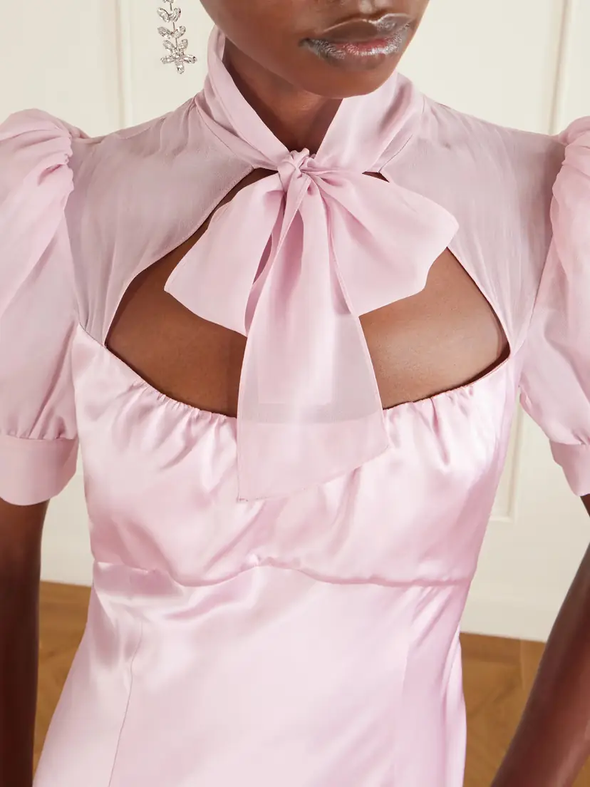Alessandra Rich Pussy-bow Silk-satin And Georgette Gown | Thumbnail 4