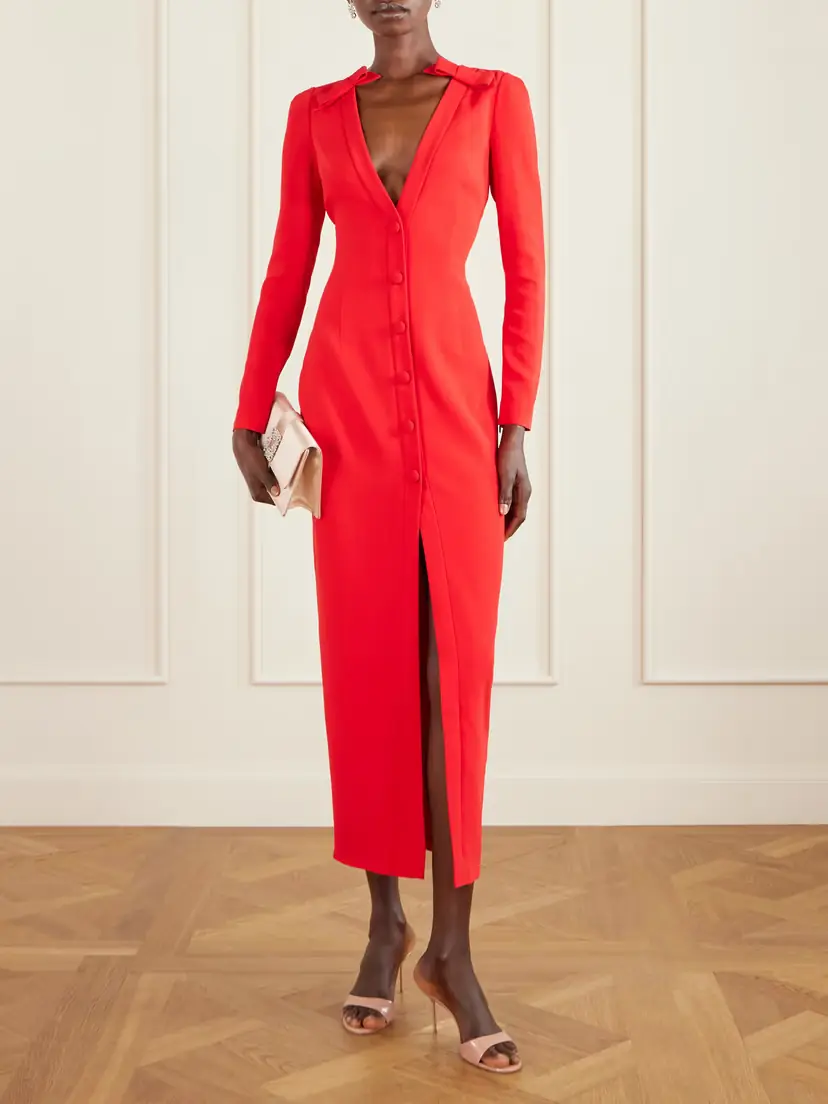Alessandra Rich Bow-detailed Cady Midi Dress | Thumbnail 2 Alessandra Rich Bow-detailed Cady Midi Dress | Thumbnail 2