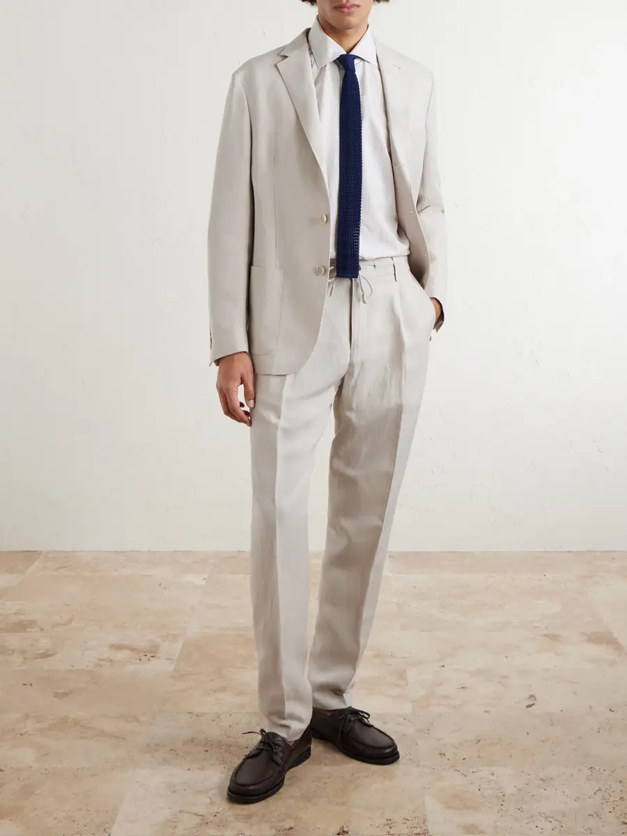ELEVENTY Striped Cotton and Linen-Blend Shirt - Men | Thumbnail 2