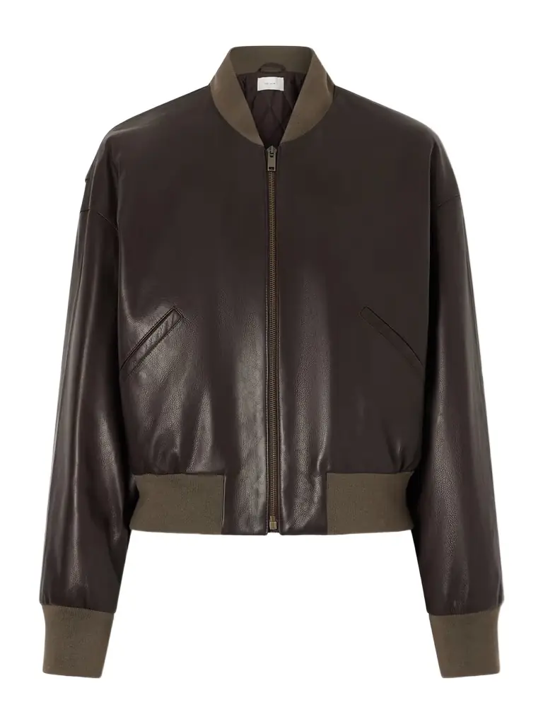 The Row Morisel Leather Down Bomber Jacket | Image 1 The Row Morisel Leather Down Bomber Jacket | Image 1
