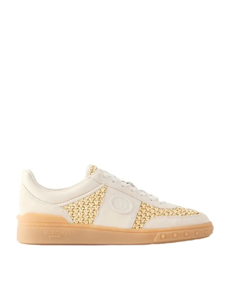 Valentino Garavani Upvillage Raffia-trimmed Suede Sneakers | Image 1 Valentino Garavani Upvillage Raffia-trimmed Suede Sneakers | Image 1