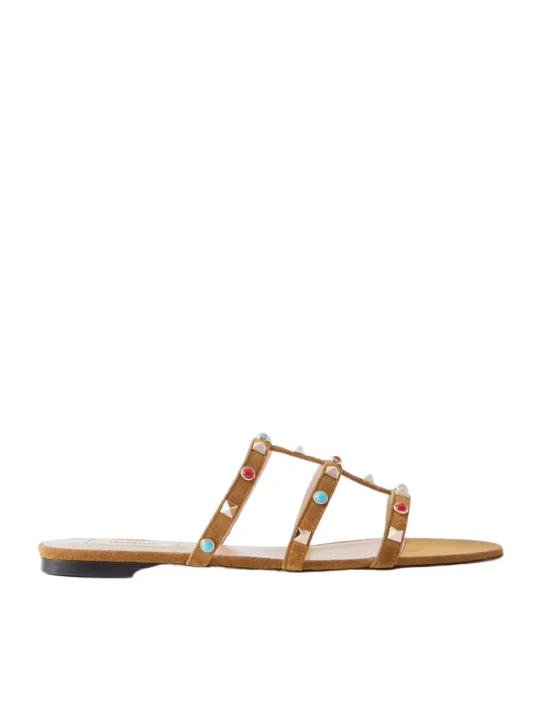 Valentino Garavani Rockstud Bead-embellished Suede Sandals | Image 1 Valentino Garavani Rockstud Bead-embellished Suede Sandals | Image 1