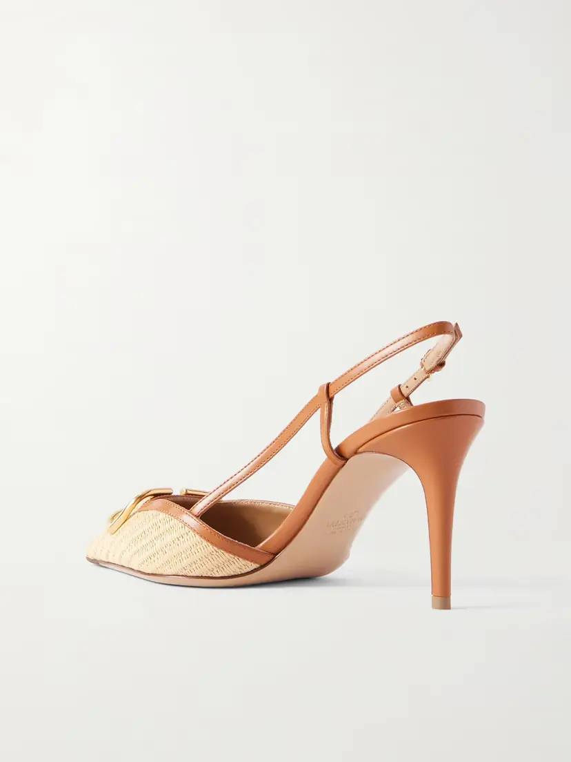 Valentino Garavani Vlogo Leather-trimmed Raffia Slingback Pumps | Thumbnail 3 Valentino Garavani Vlogo Leather-trimmed Raffia Slingback Pumps | Thumbnail 3