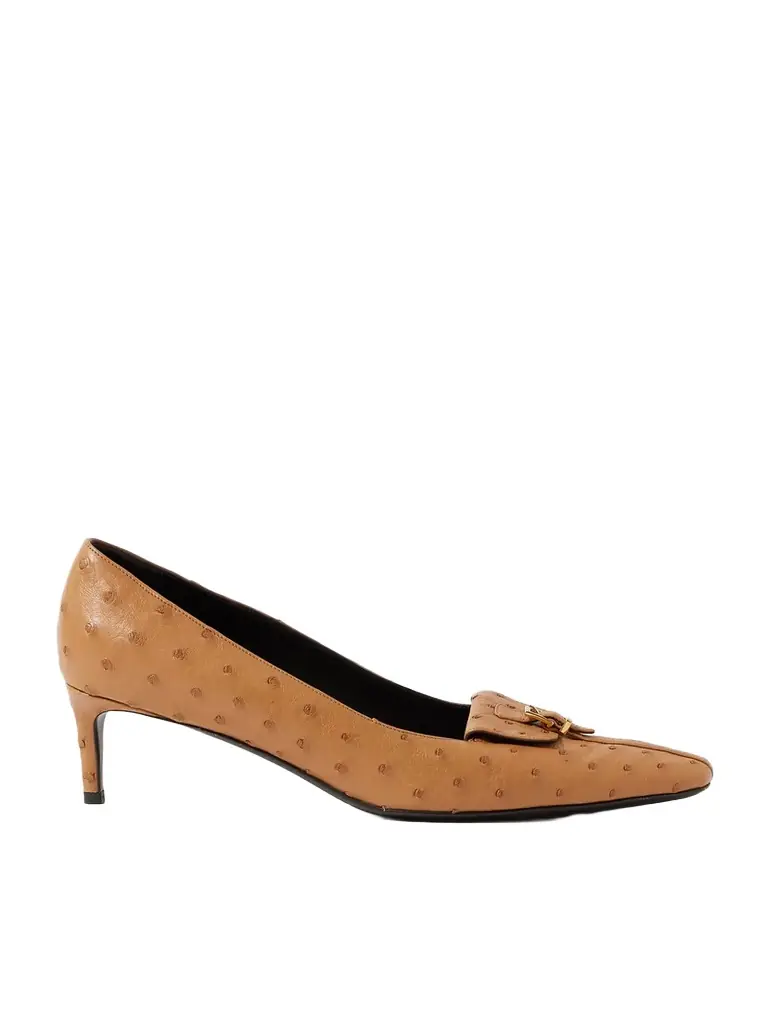 Celia Pocket Buckled Ostrich Pumps Celia Pocket Buckled Ostrich Pumps
