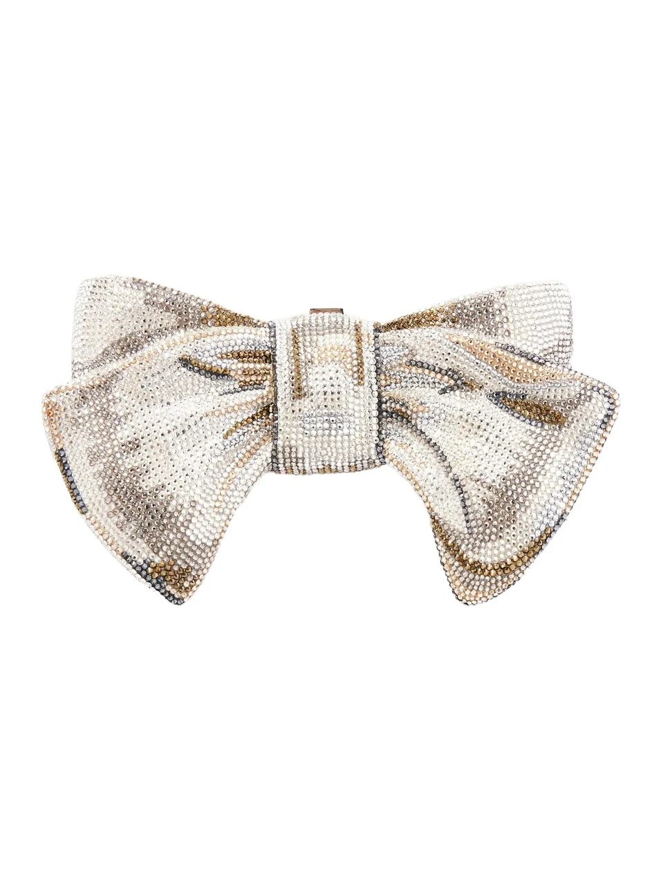 Bow Just For You Crystal-embellished Silver-tone Clutch