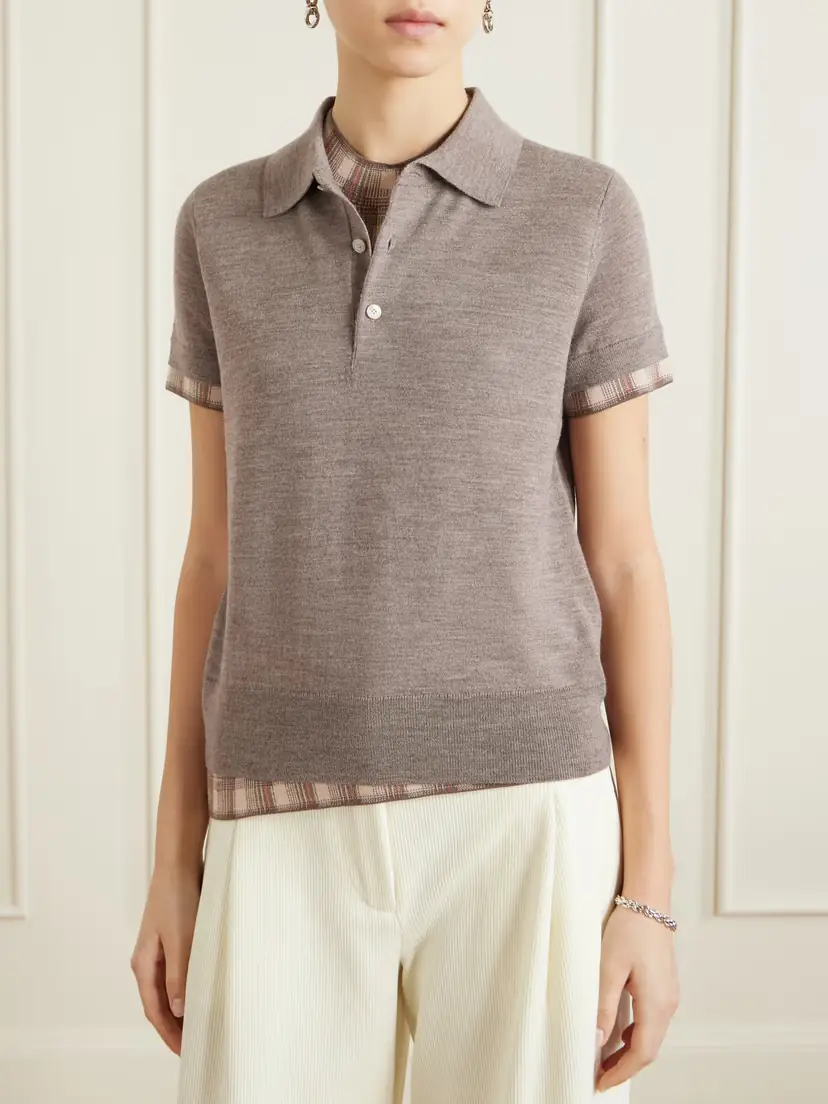 Acne Studios Layered Checked Wool Polo Shirt | Thumbnail 3