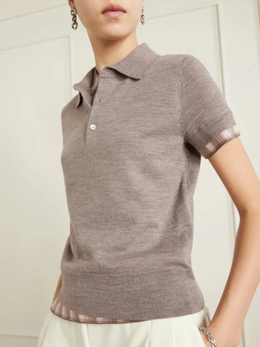 Acne Studios Layered Checked Wool Polo Shirt | Thumbnail 5