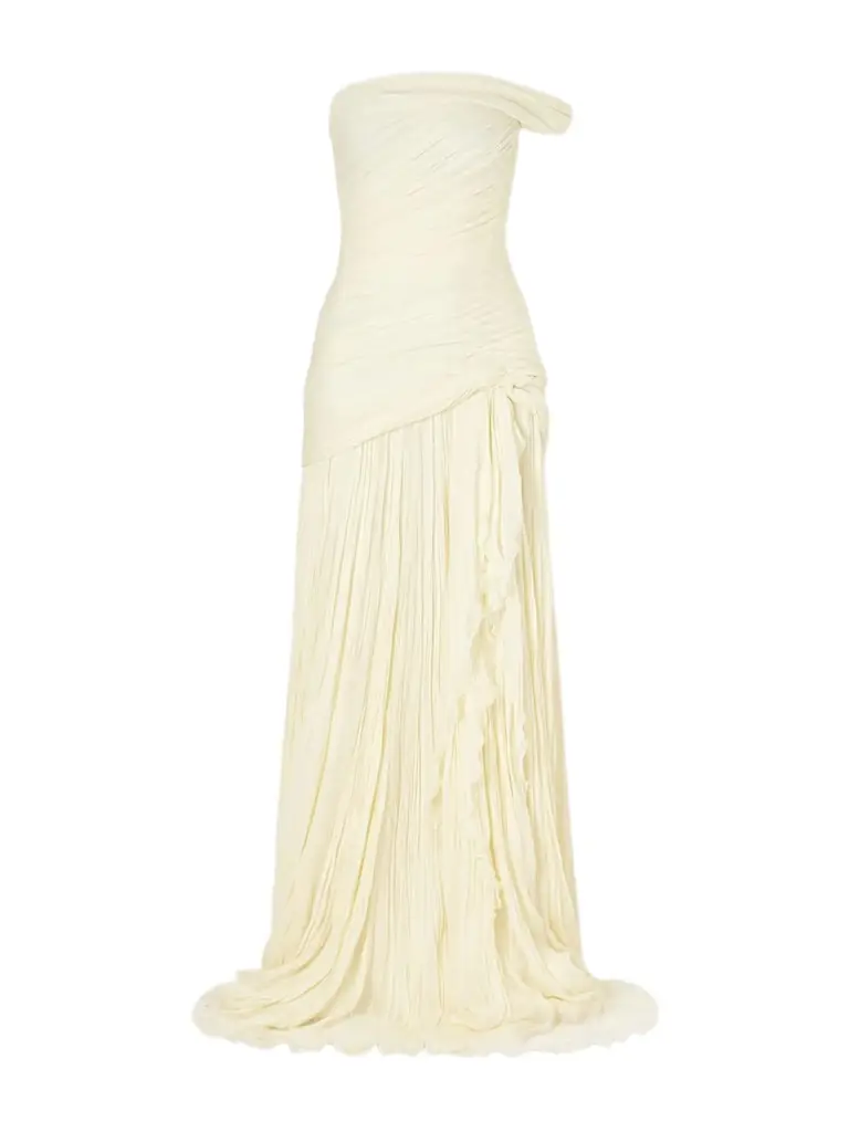 Marmar Halim One-shoulder Draped Plissé-chiffon Gown | Image 1 Marmar Halim One-shoulder Draped Plissé-chiffon Gown | Image 1