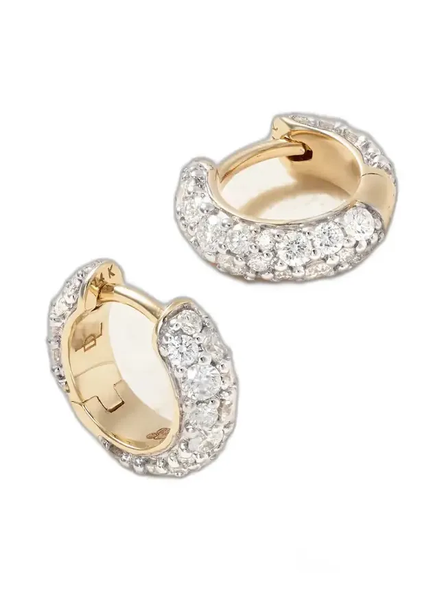 Chubby 14-karat Gold Diamond Hoop Earrings