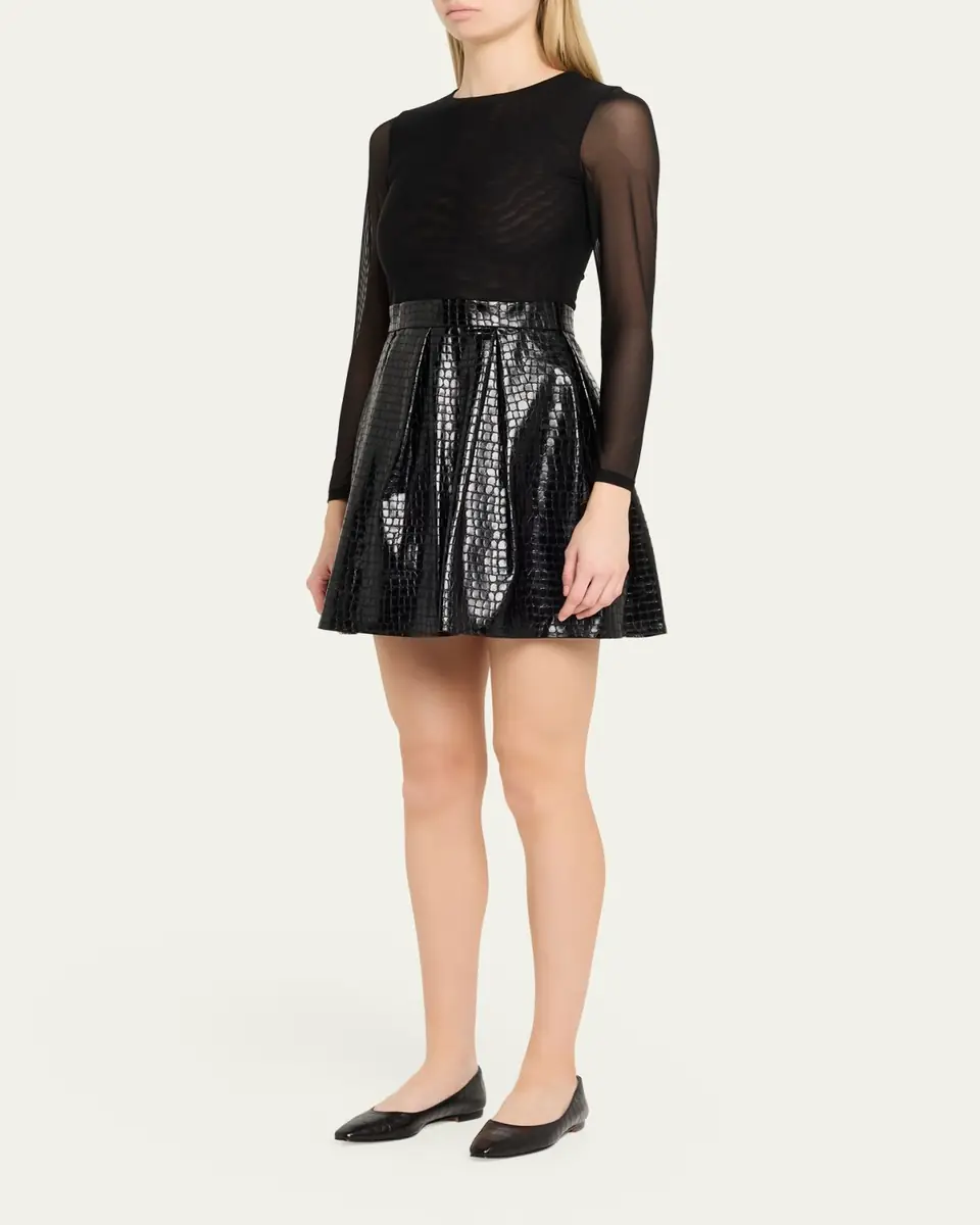 Alice + Olivia Chara Vegan-Leather Party Dress | Thumbnail 4 Alice + Olivia Chara Vegan-Leather Party Dress | Thumbnail 4