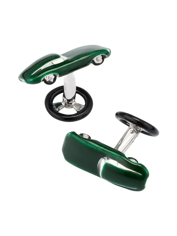Men's Sports Car Enamel Sterling Silver Cufflinks