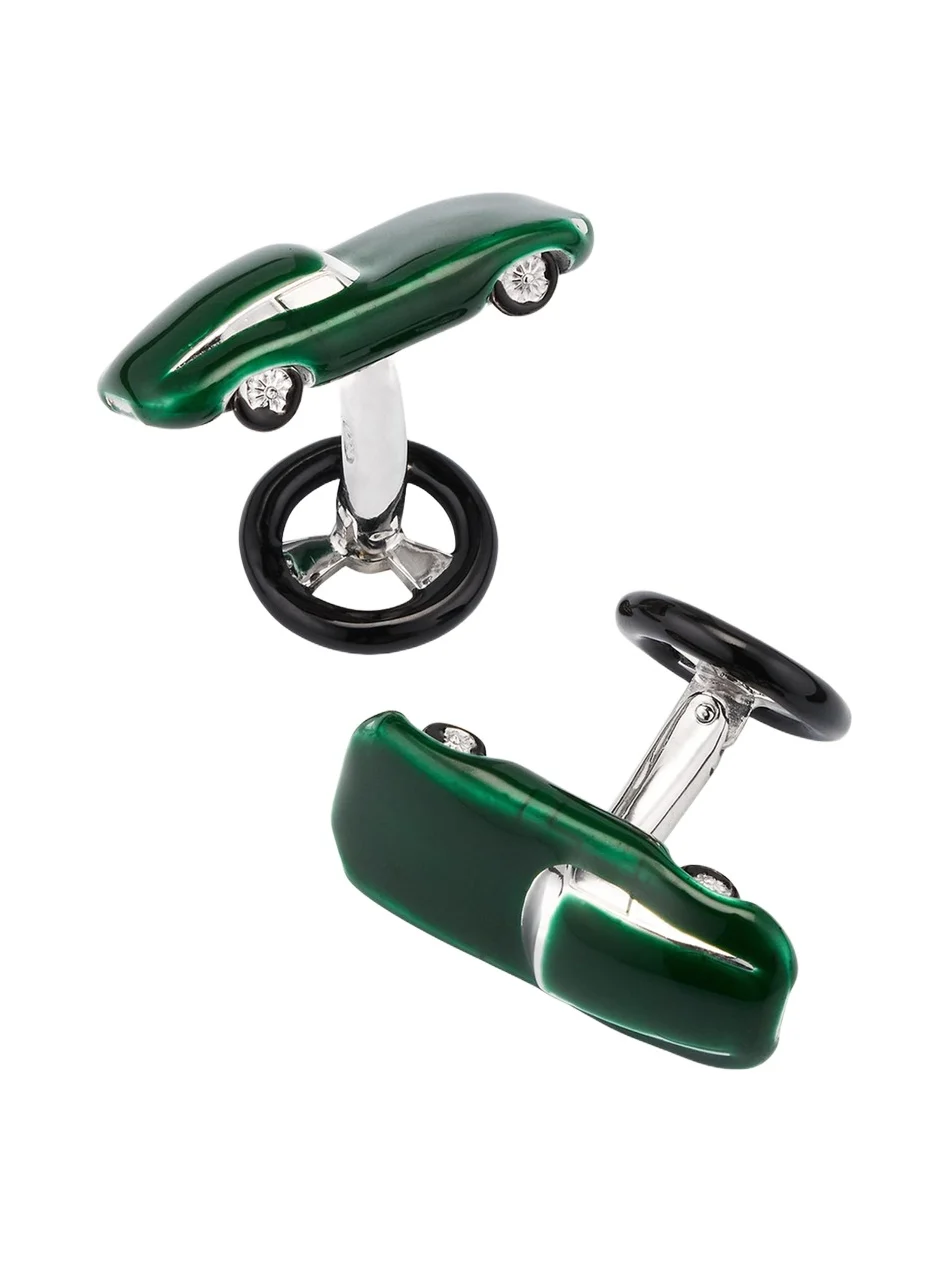 Jan Leslie Men's Sports Car Enamel Sterling Silver Cufflinks