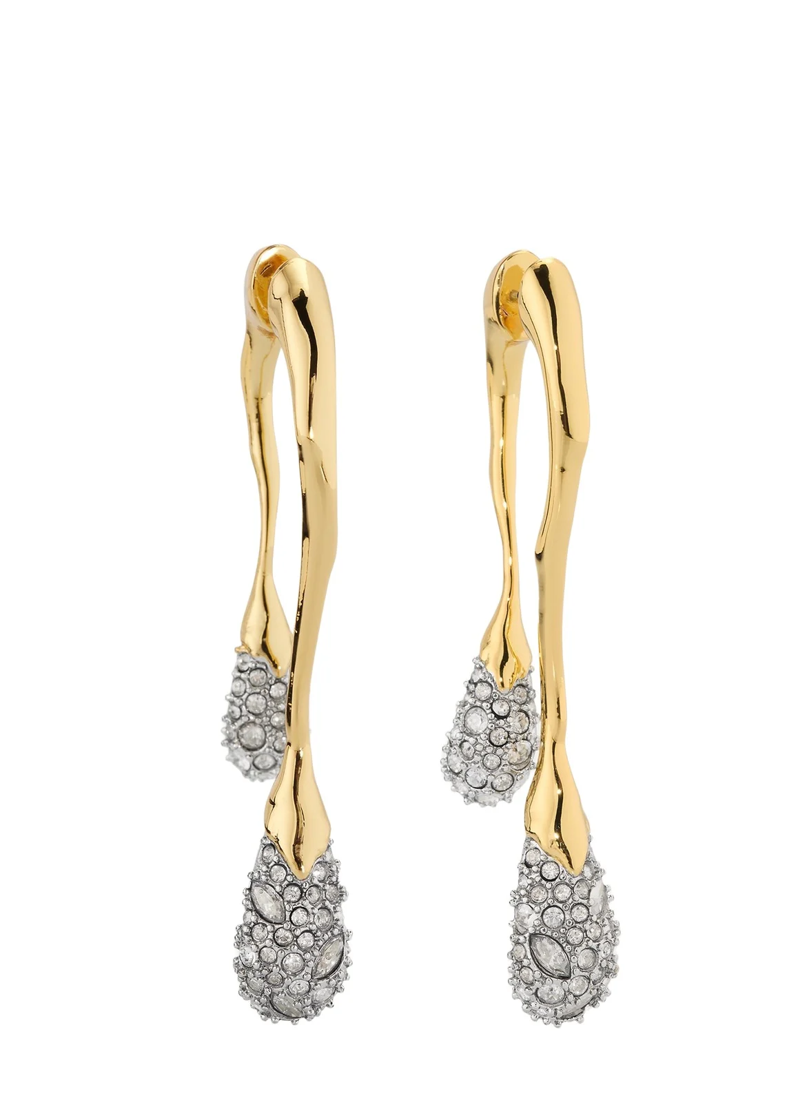 Solanales Front-Back Double Drop Crystal Earrings