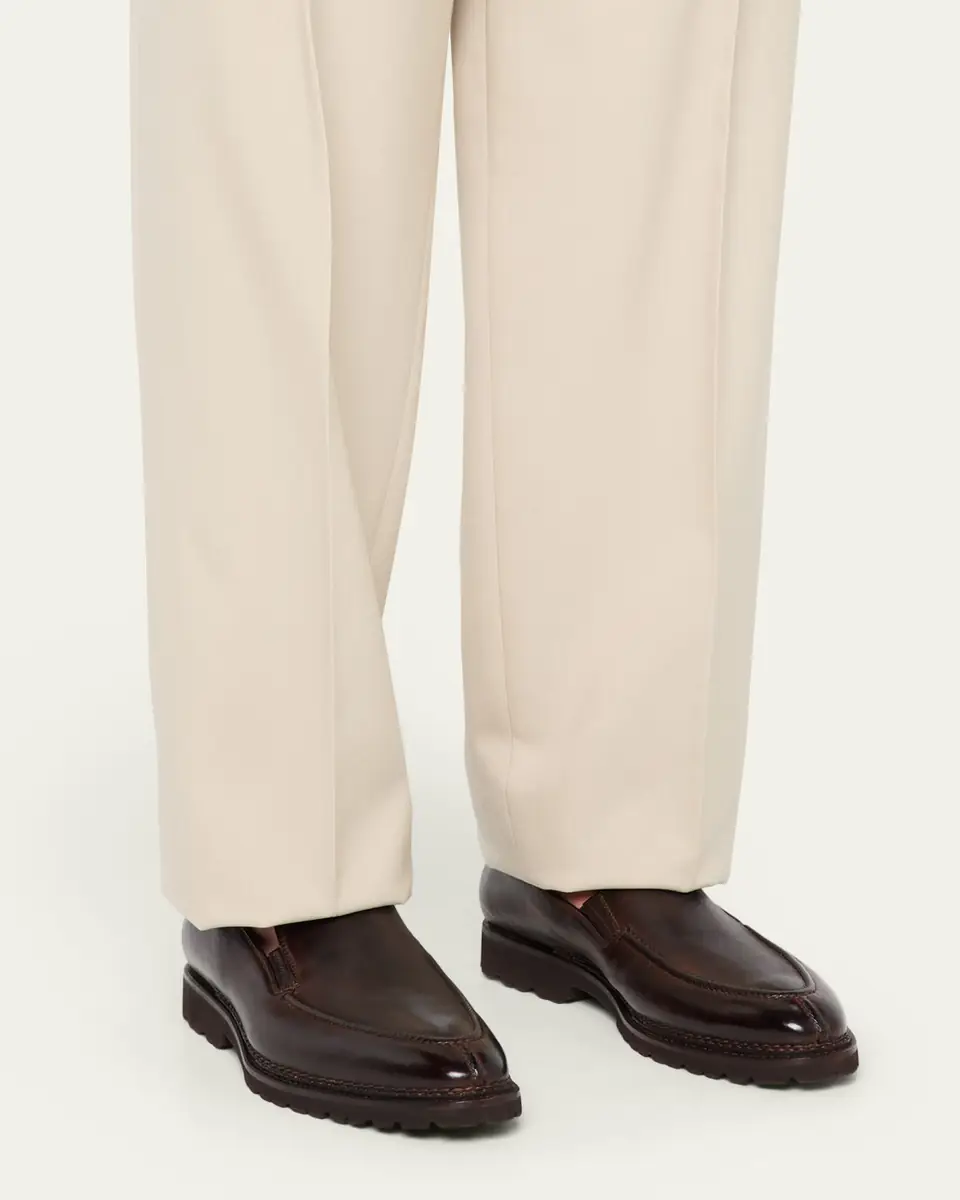 Bontoni Men's Dome Leather Lug-Sole Loafers | Thumbnail 7